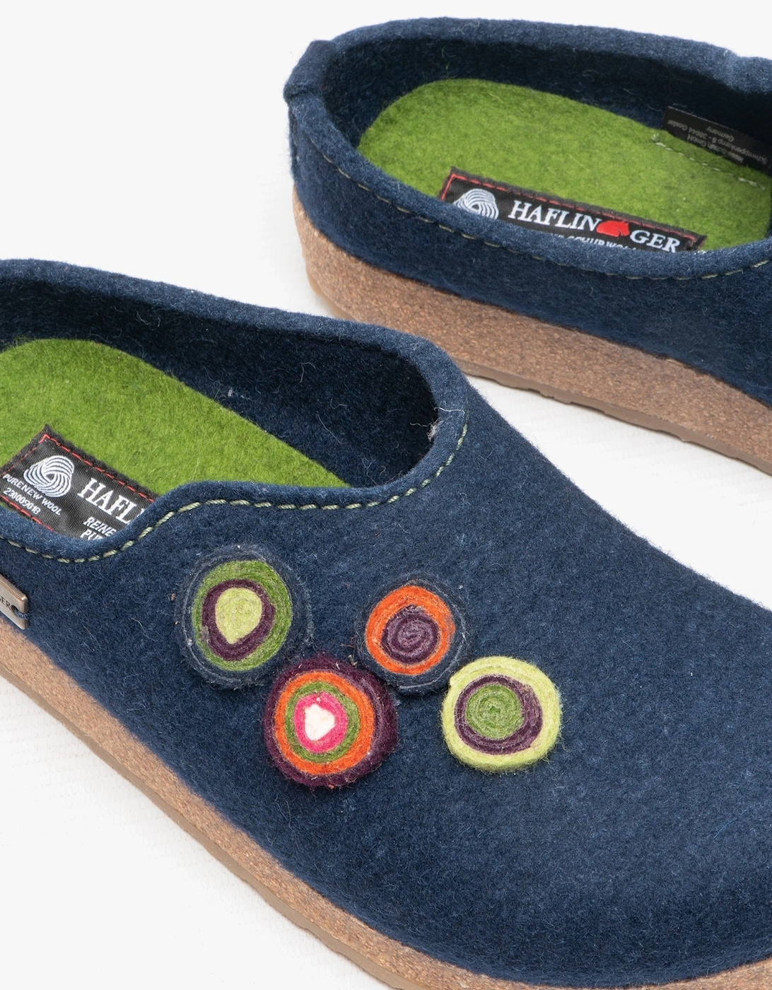 KANON Womens Felt Wide Fit Mule Slippers Denim Blue
