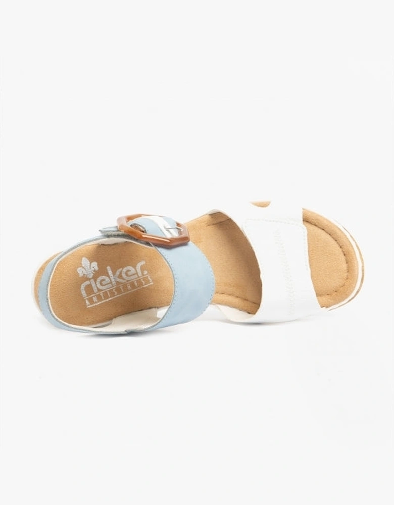 67476-10 Womens Sandals White/Blue