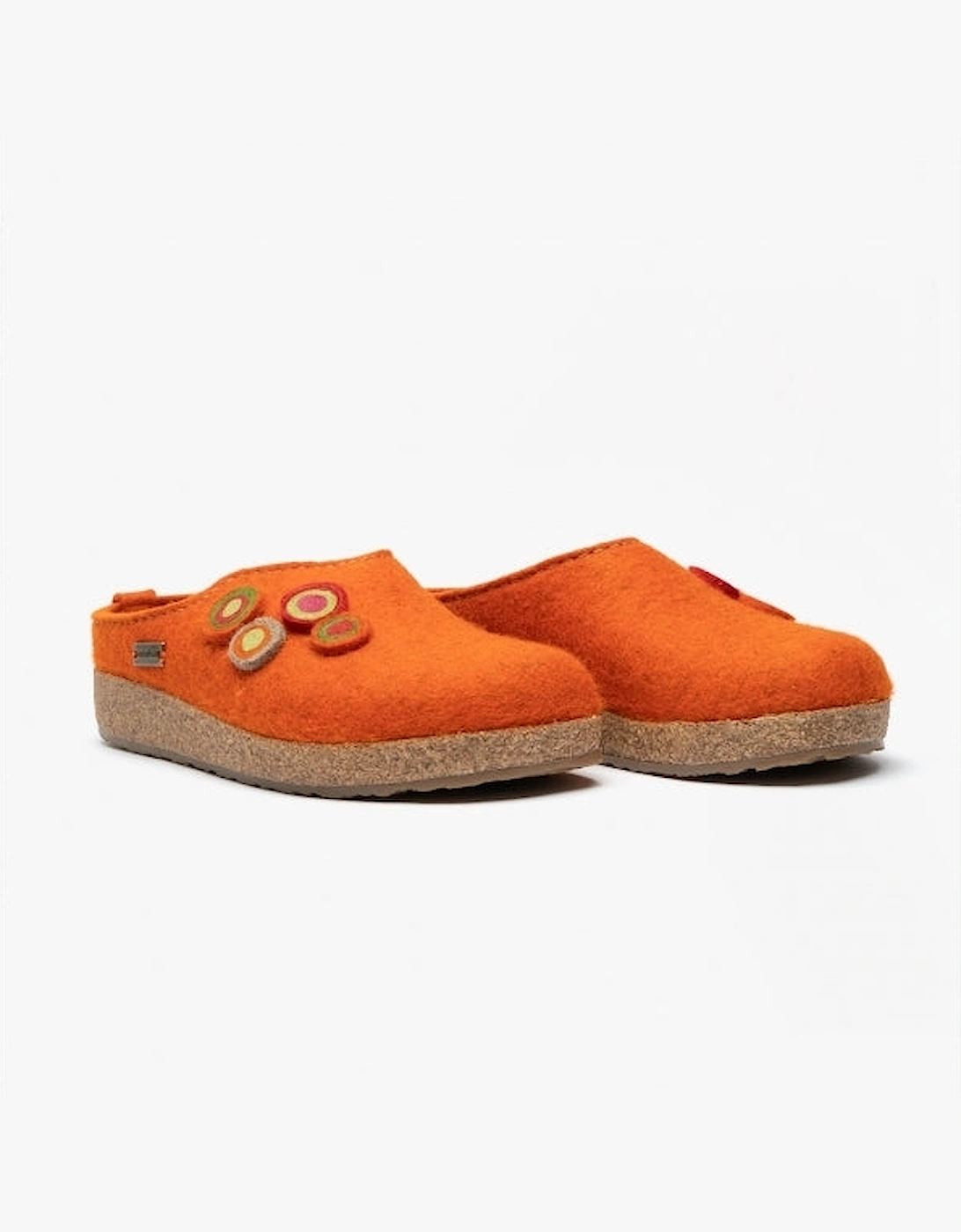 KANON Womens Felt Wide Fit Mule Slippers Rust