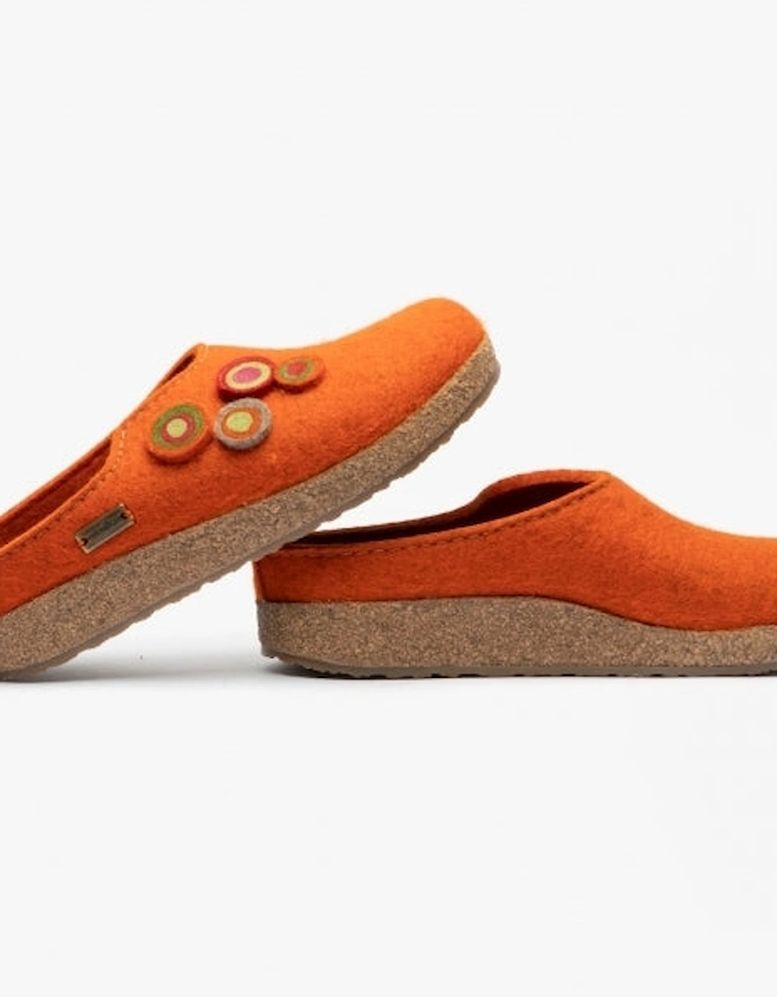 KANON Womens Felt Wide Fit Mule Slippers Rust