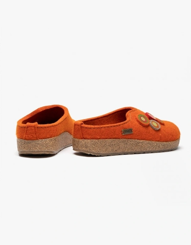 KANON Womens Felt Wide Fit Mule Slippers Rust
