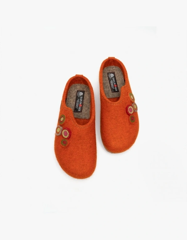 KANON Womens Felt Wide Fit Mule Slippers Rust