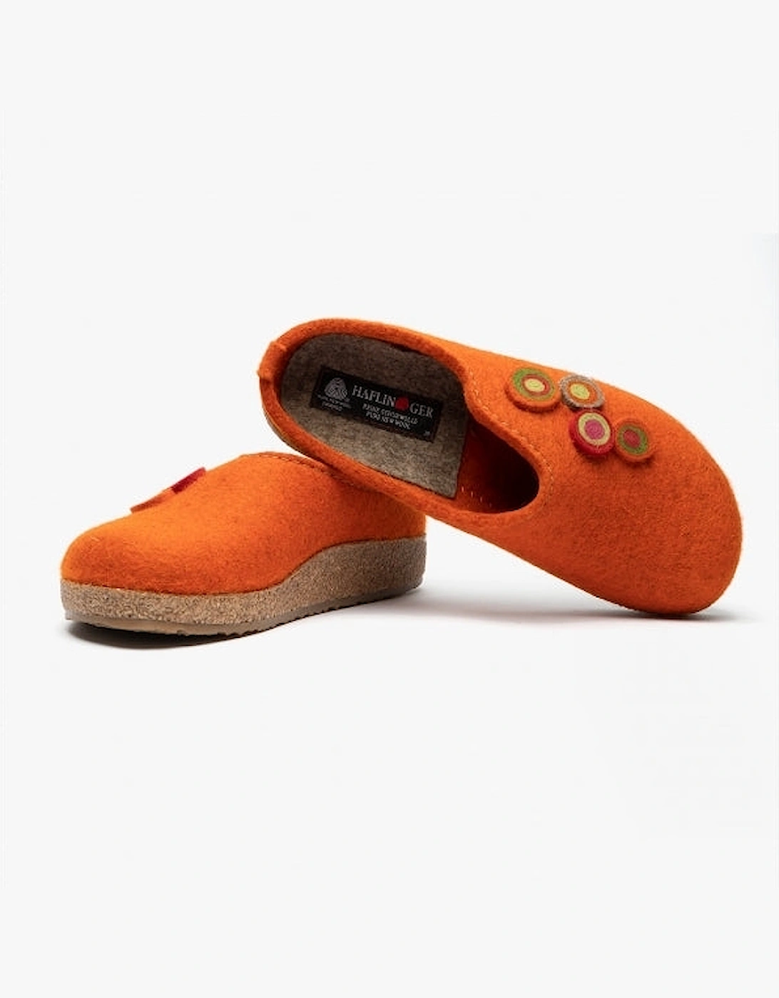 KANON Womens Felt Wide Fit Mule Slippers Rust