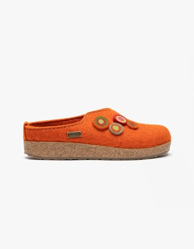 KANON Womens Felt Wide Fit Mule Slippers Rust
