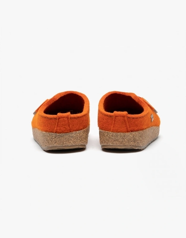KANON Womens Felt Wide Fit Mule Slippers Rust