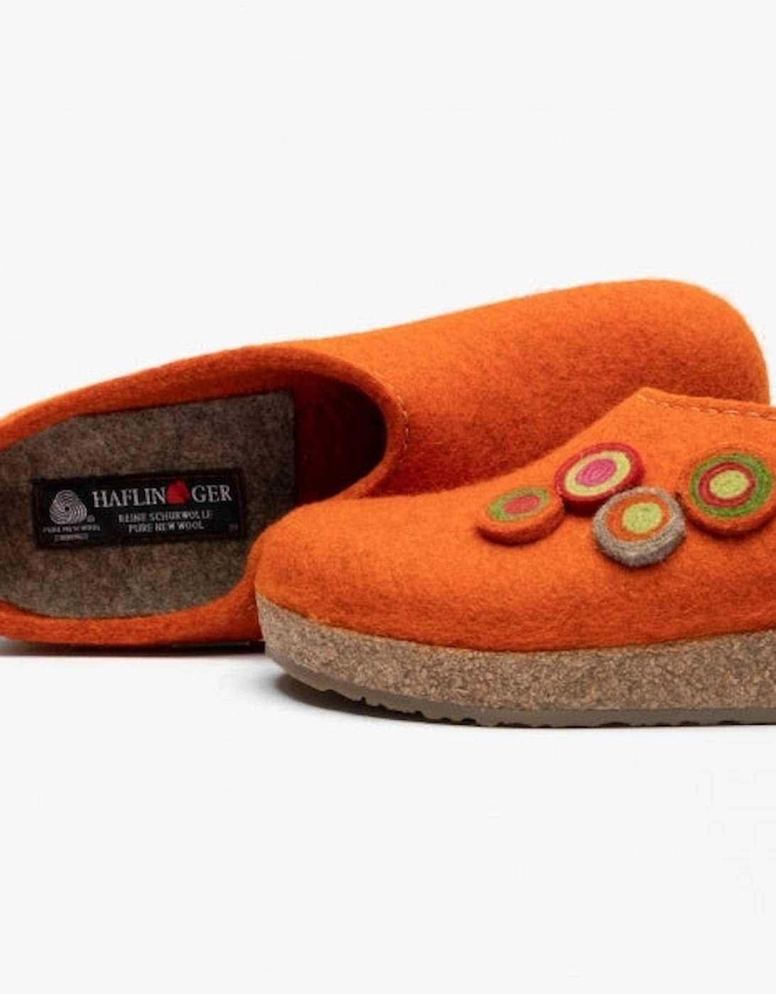 KANON Womens Felt Wide Fit Mule Slippers Rust