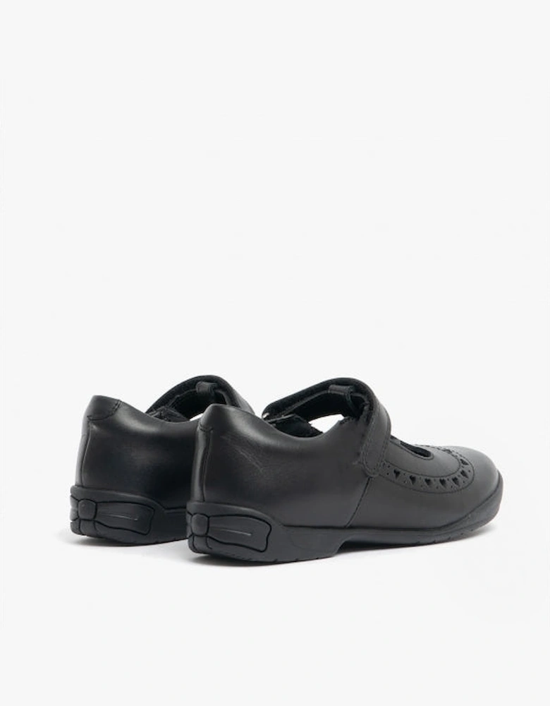 LEAP FROG Girls Leather T-Bar School Shoes Black