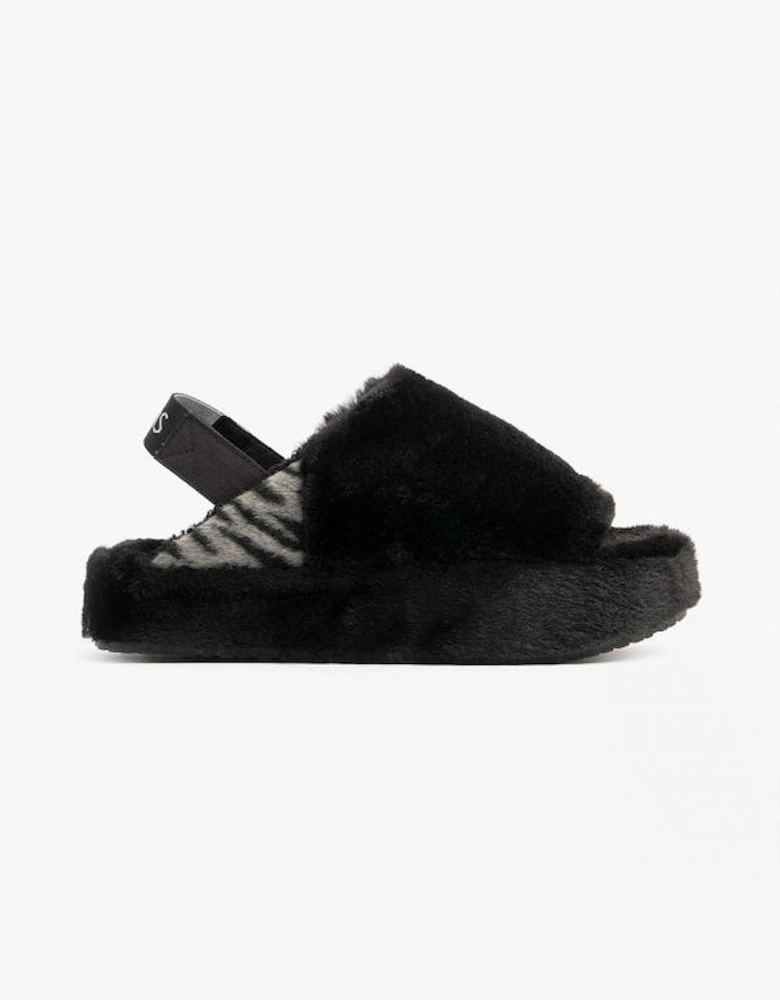 SOFIA Womens Faux Fur Slippers Black