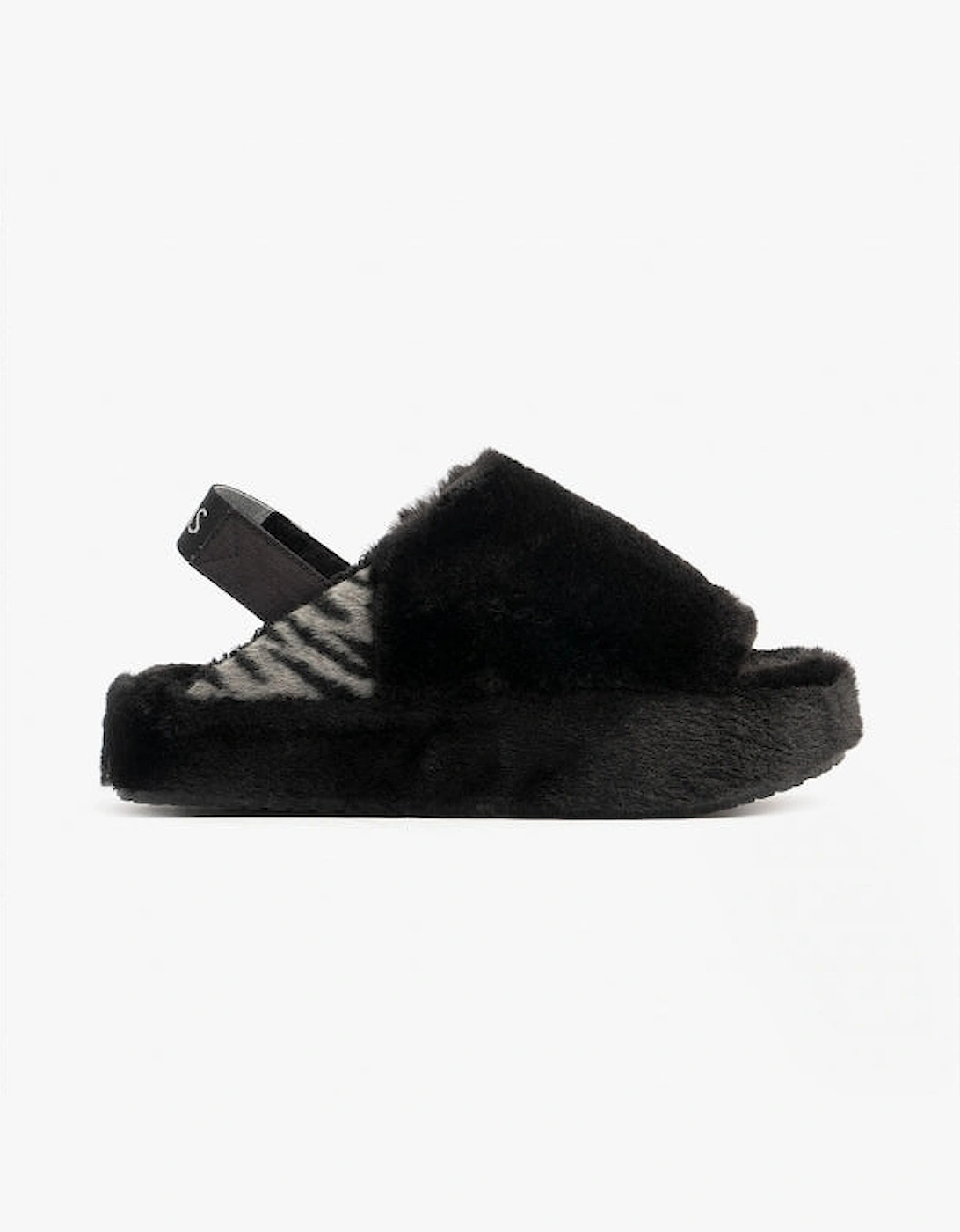 SOFIA Womens Faux Fur Slippers Black, 8 of 7