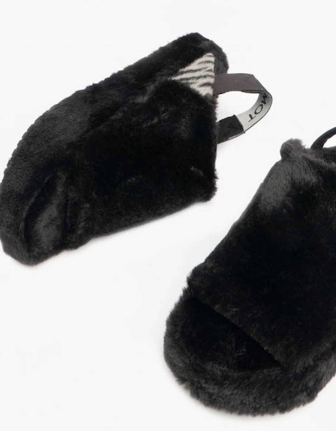 SOFIA Womens Faux Fur Slippers Black