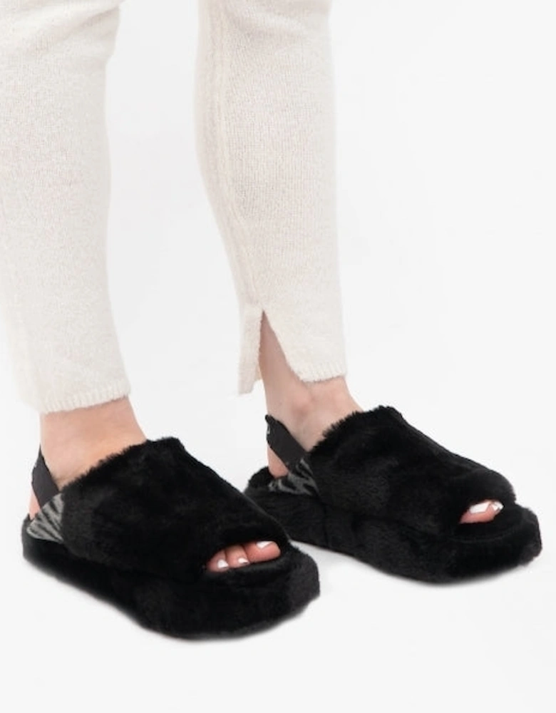 SOFIA Womens Faux Fur Slippers Black