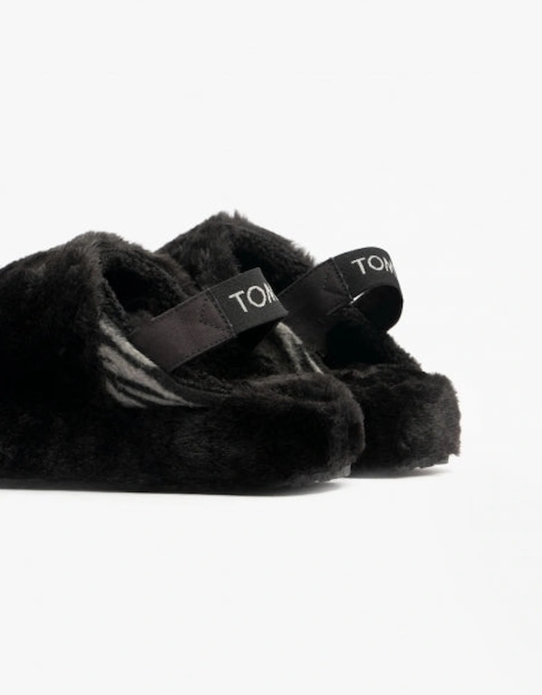 SOFIA Womens Faux Fur Slippers Black