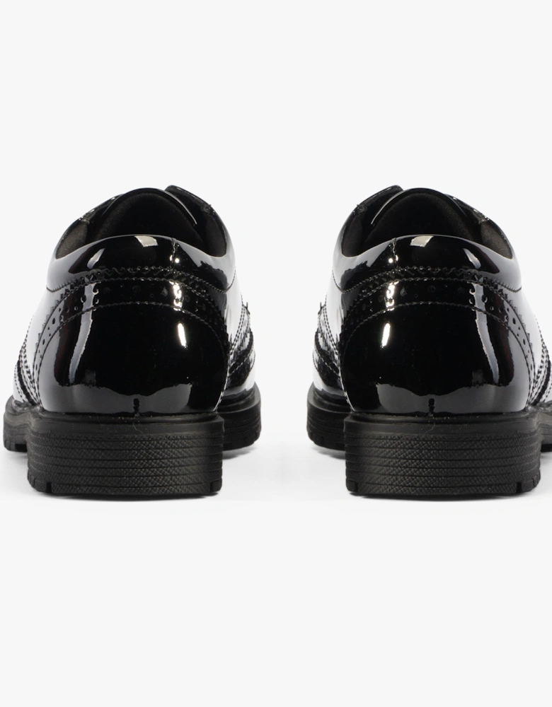 SALLY Girls Leather School Shoes Black Patent