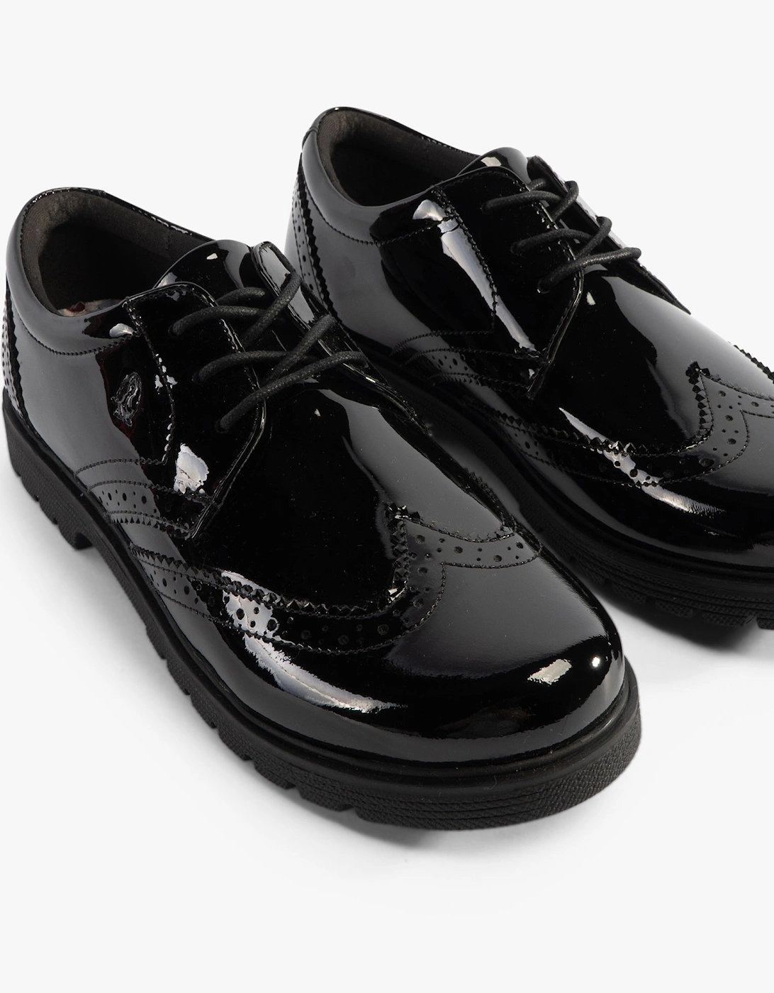 SALLY Girls Leather School Shoes Black Patent