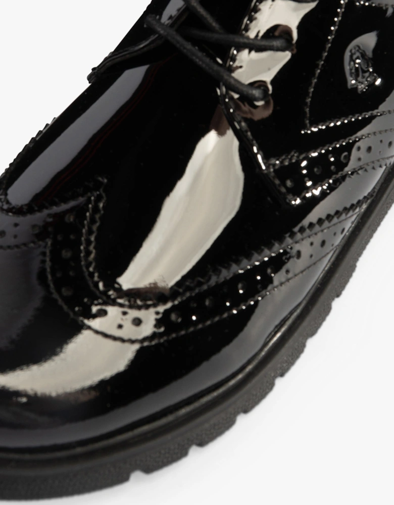 SALLY Girls Leather School Shoes Black Patent