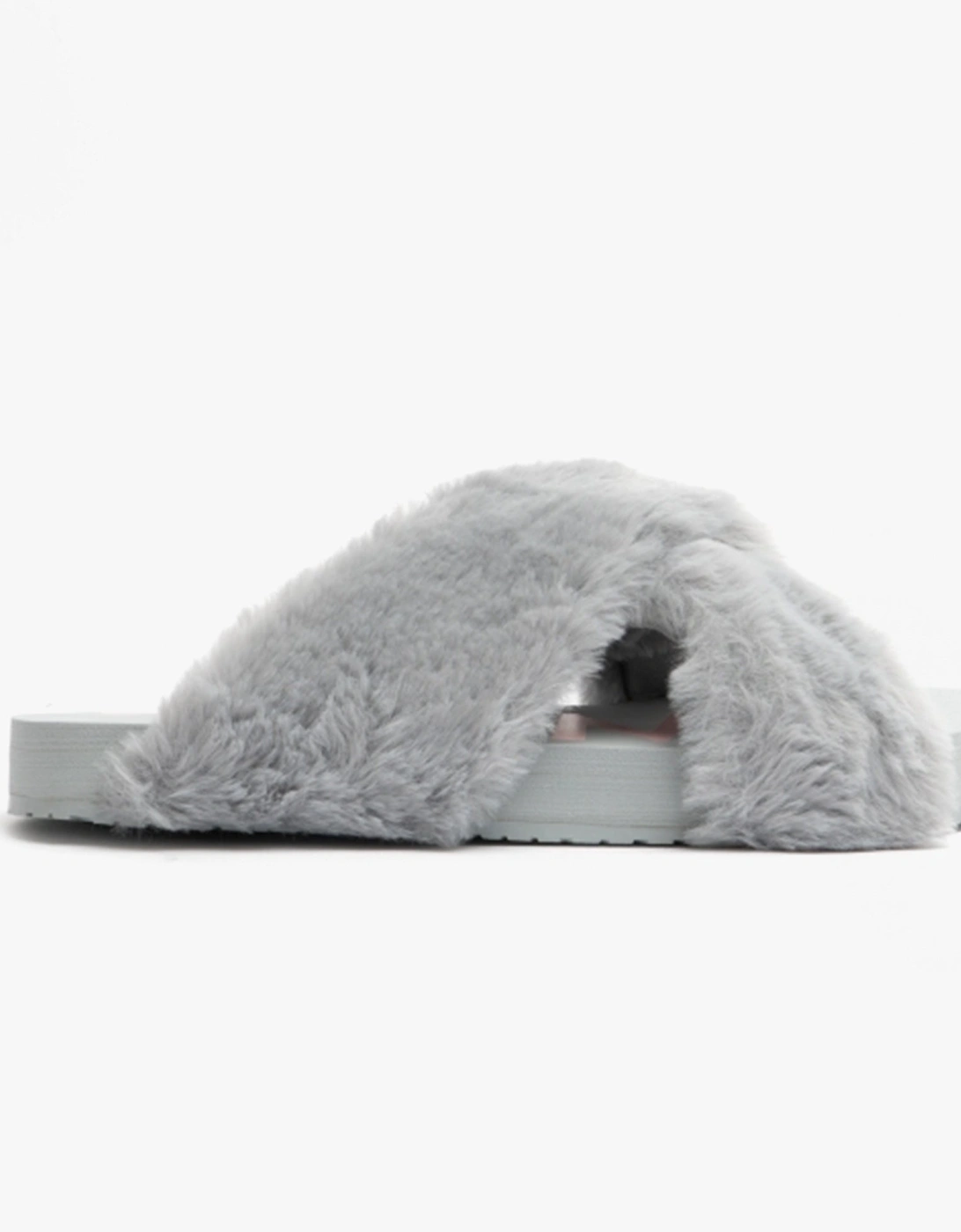 SUSIE Womens Faux Fur Mule Slippers Grey, 7 of 6