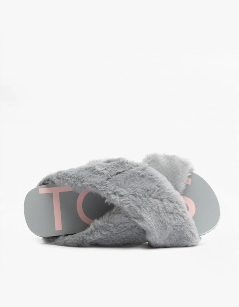 SUSIE Womens Faux Fur Mule Slippers Grey