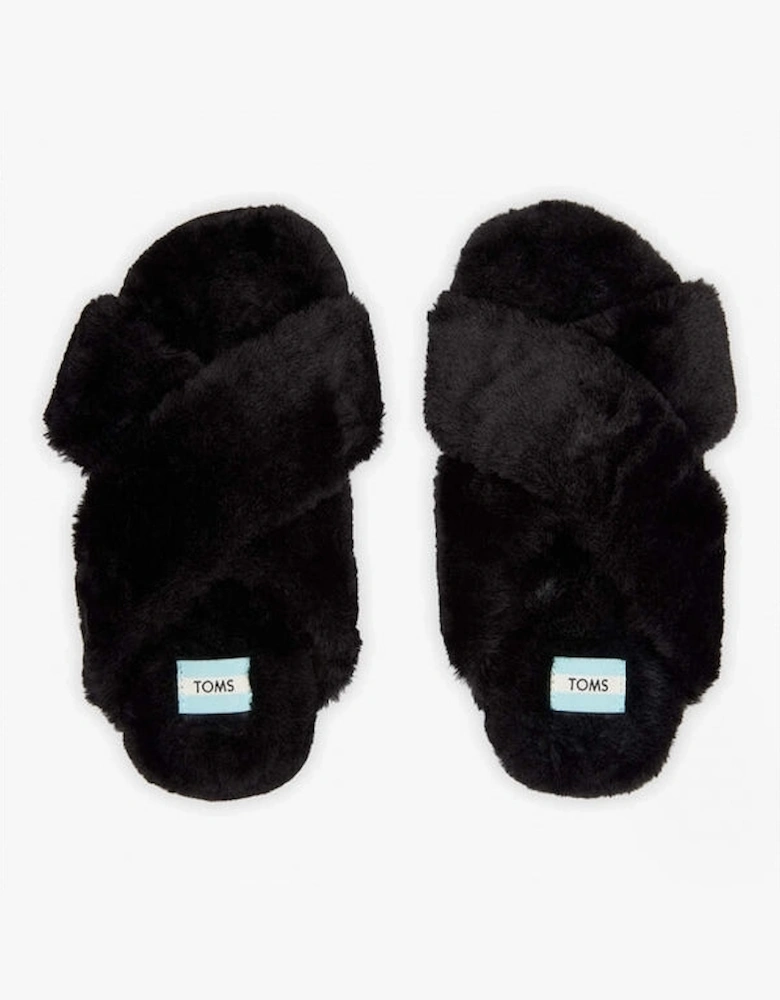 SUSIE Womens Faux Fur Mule Slippers Black