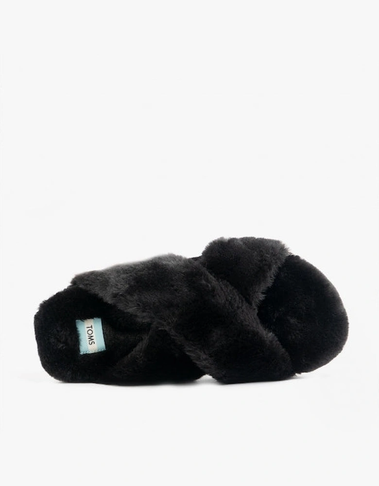 SUSIE Womens Faux Fur Mule Slippers Black