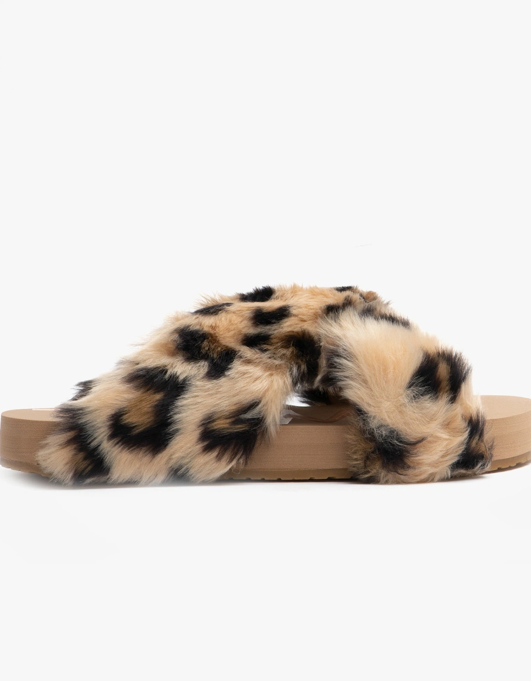 SUSIE Womens Faux Fur Mule Slippers Natural/Leopard, 7 of 6