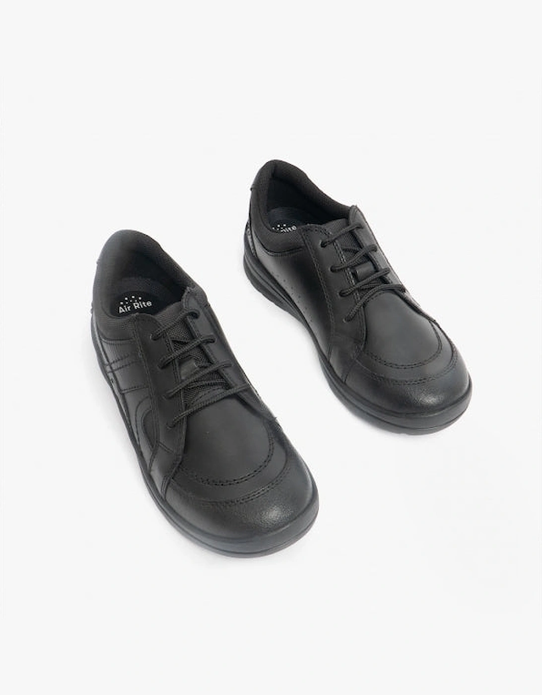 YOYO Boys Leather Lace Up School Shoes Black