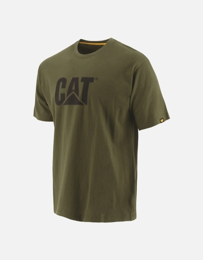 CAT TRADEMARK LOGO Mens Cotton T-Shirt Dark Green