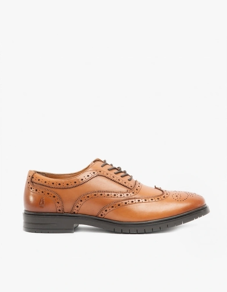 SANTIAGO Mens Leather Oxford Brogue Shoes Brown