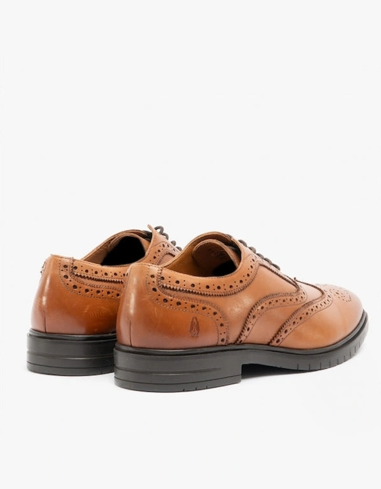 SANTIAGO Mens Leather Oxford Brogue Shoes Brown