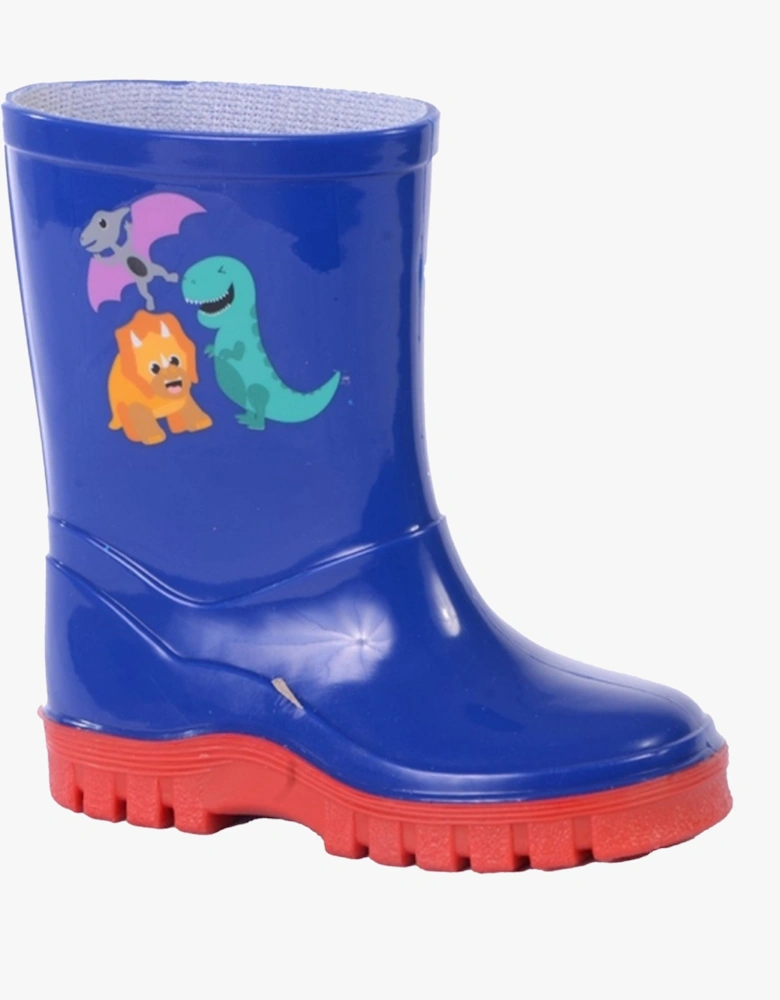 Stormwells DINOSAUR Boys Kids Wellington Boots Navy