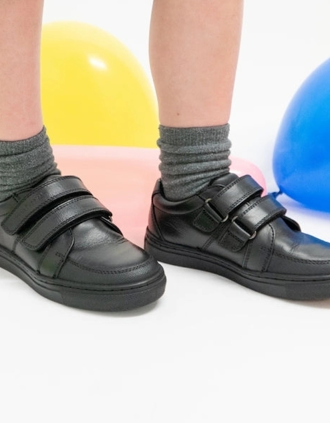 SANTOS Boys Leather School Shoes Black