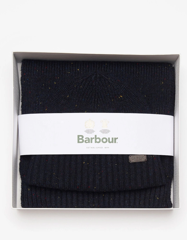 CARLTON FLECK BEANIE & SCARF Gift Set Mens Navy