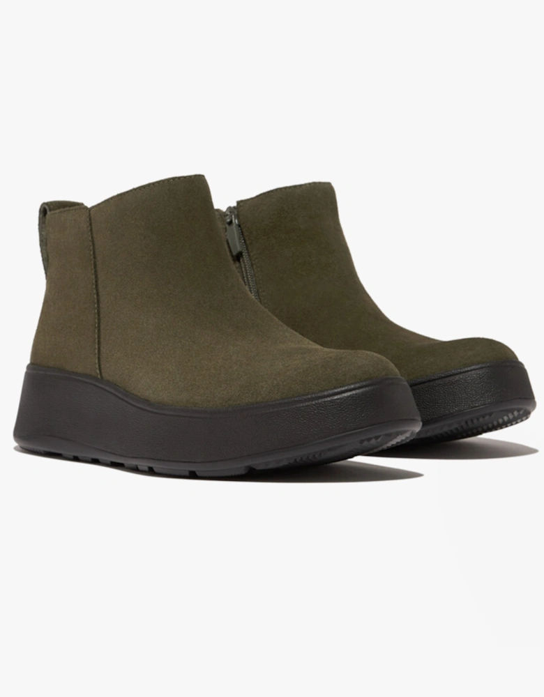 F-MODE SUEDE FLATFORM Womens Ankle Boots Deep Olive