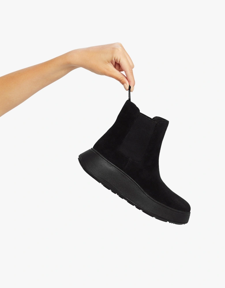 F-MODE SUEDE FLATFORM Womens Chelsea Boots Black