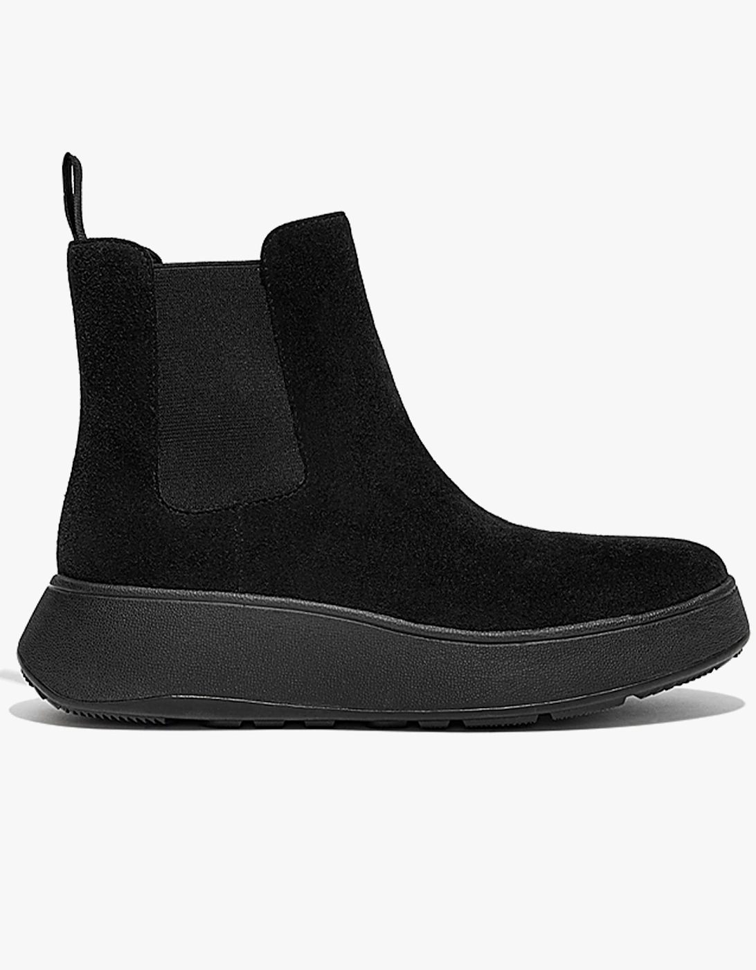 F-MODE SUEDE FLATFORM Womens Chelsea Boots Black, 8 of 7