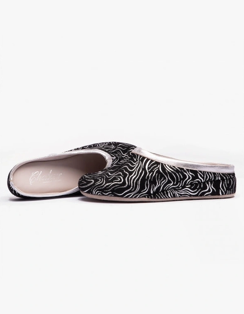 GEONNA Womens Mule Slippers Black/Silver