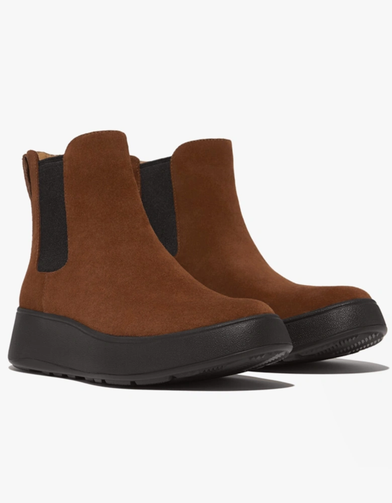 F-MODE SUEDE FLATFORM Womens Chelsea Boots Rich Brown