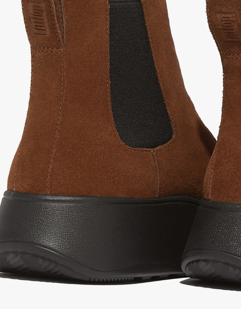 F-MODE SUEDE FLATFORM Womens Chelsea Boots Rich Brown