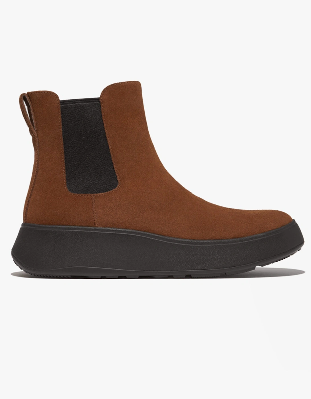 Women's FitFlop F-MODE SUEDE FLATFORM Womens Chelsea Boots Rich Brown - Size: 3