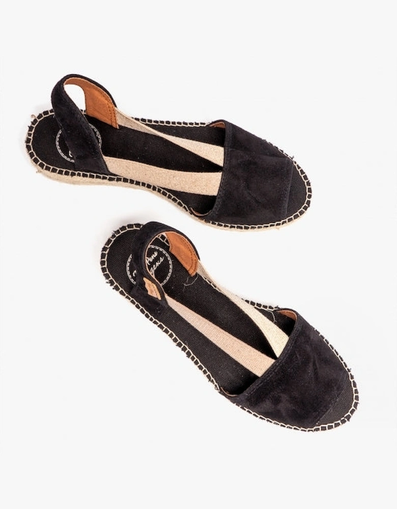 ELLA Womens Suede Open-Toe Espadrilles Black