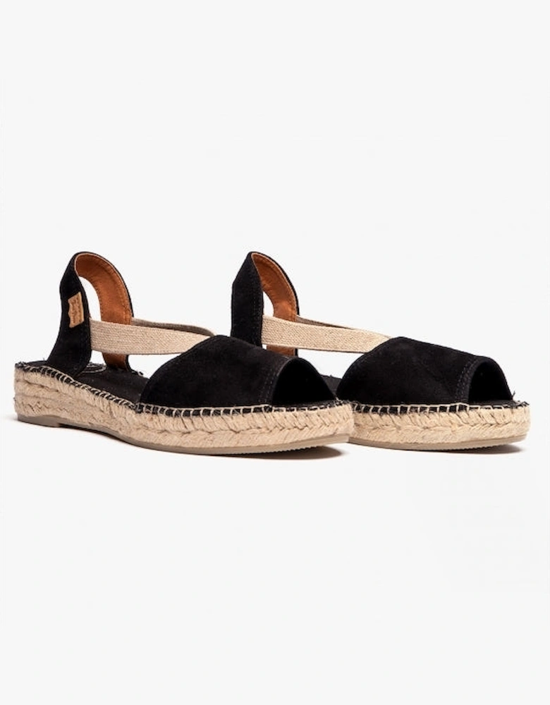 ELLA Womens Suede Open-Toe Espadrilles Black