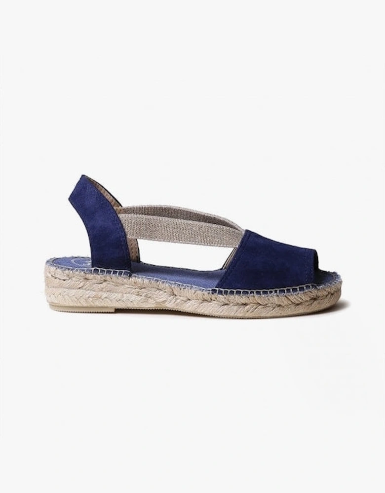 ELLA Womens Suede Open-Toe Espadrilles Navy