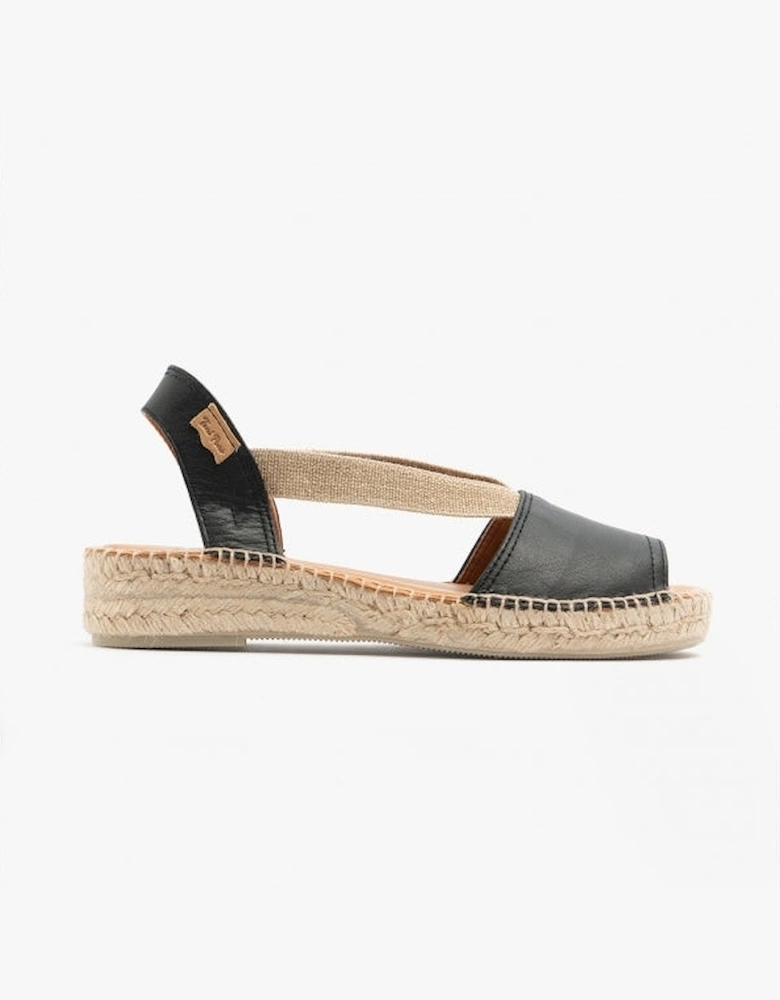 ETNA Womens Leather Espadrille Sandals Black