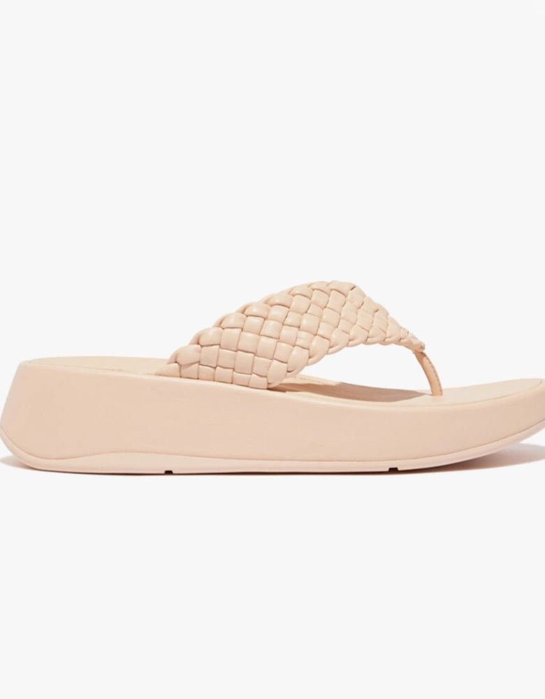 F-MODE WOVEN-LEATHER Womens Toe Post Sandals Rose Foam