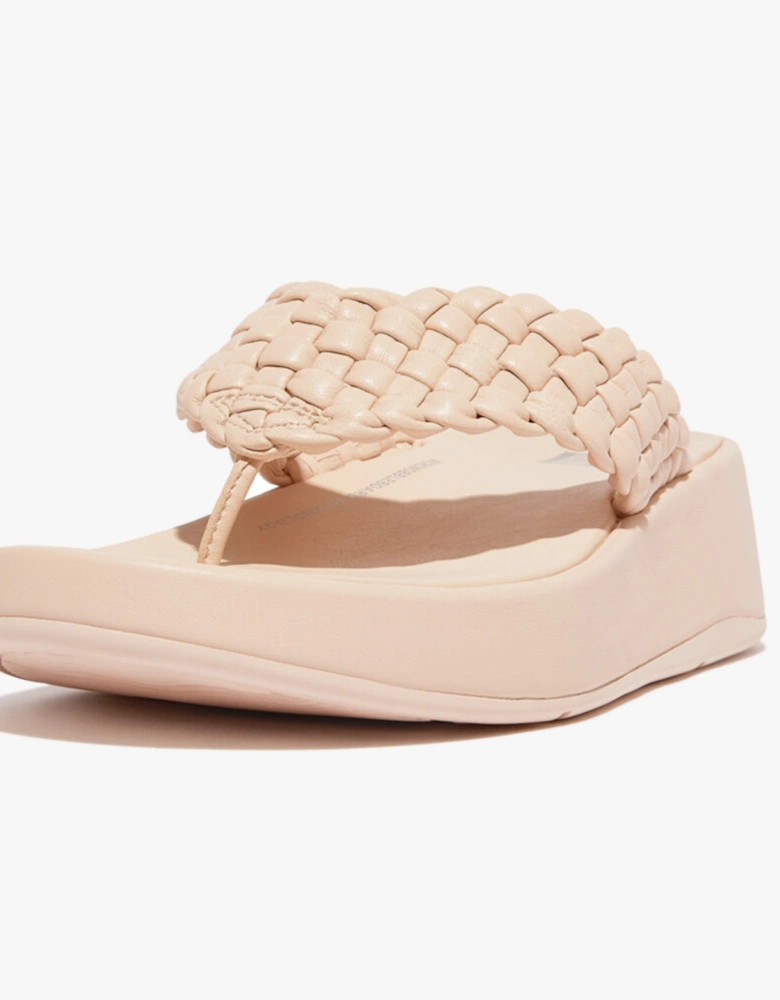 F-MODE WOVEN-LEATHER Womens Toe Post Sandals Rose Foam