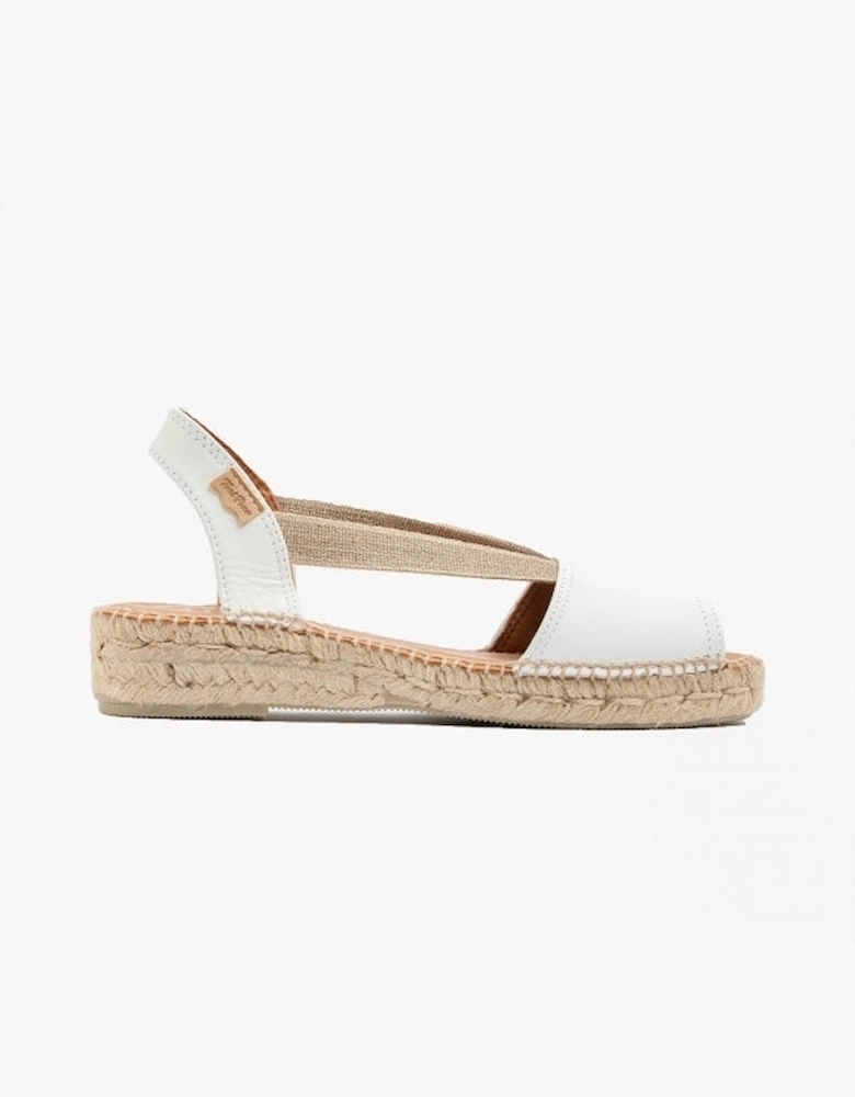 ETNA Womens Leather Espadrille Sandals White