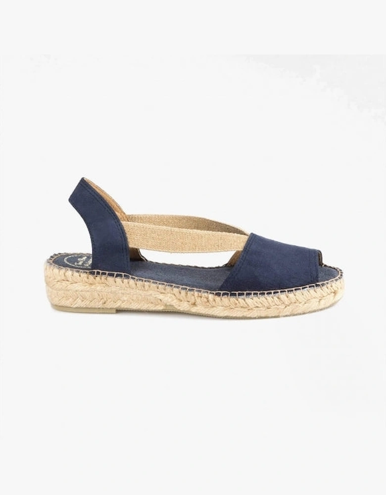 ETNA Womens Leather Open-Toe Espadrilles Navy