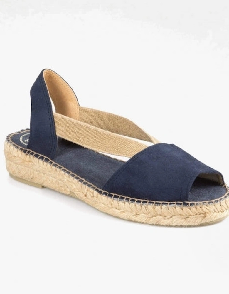 ETNA Womens Leather Open-Toe Espadrilles Navy