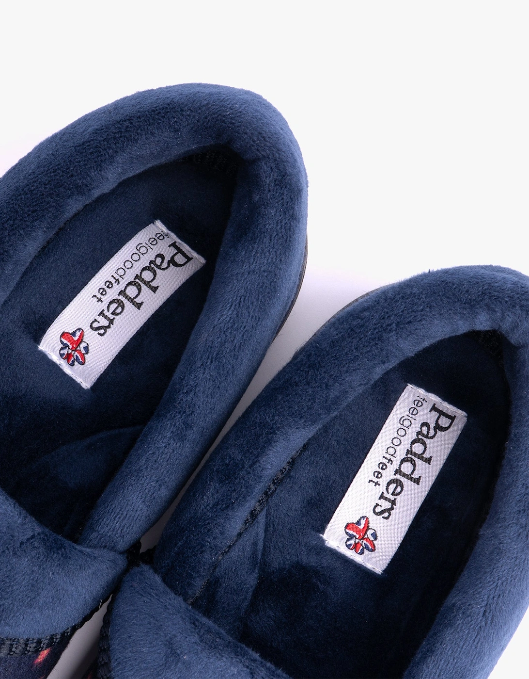 MELLOW Womens Full Slippers Navy Woven Spot