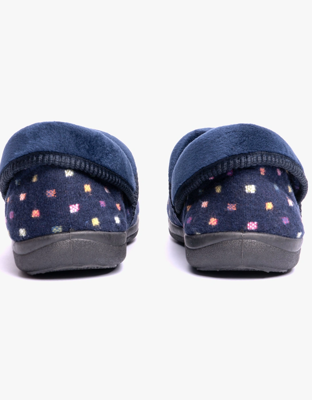 MELLOW Womens Full Slippers Navy Woven Spot