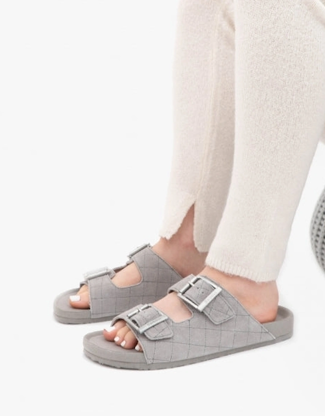 ELLIS Womens Suede Mule Slippers Grey